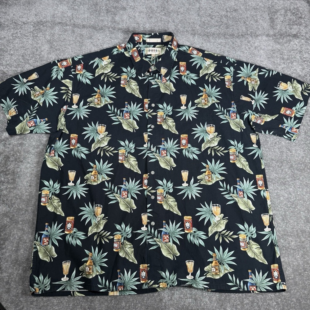 Vintage Campia Moda Shirt Men's 2XLT‎ Blue Button Up Short Sleeve Beer Drinks